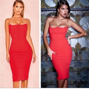 House of CB red corset dress small